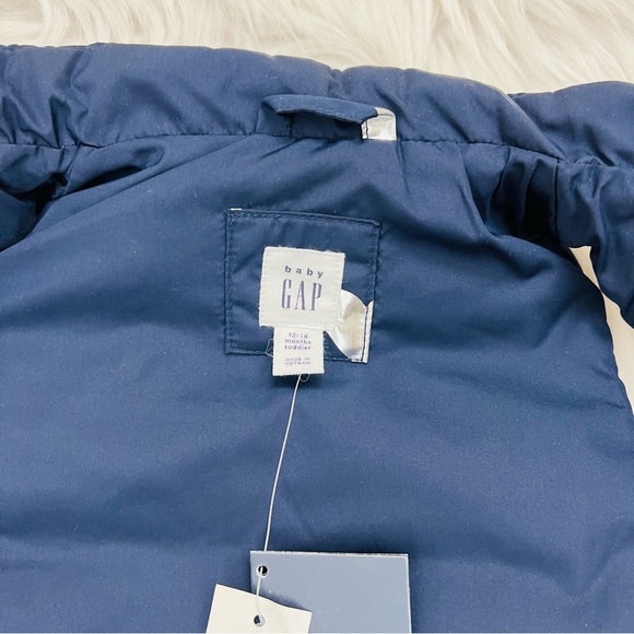 Gap Kids Toddler 12-18months Metallic Silver Hearts Navy Blue Puffer Vest - Picture 7 of 13